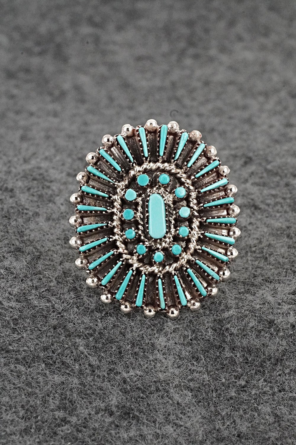 Turquoise & Sterling Silver Ring - Shirley Lahi - Size 9
