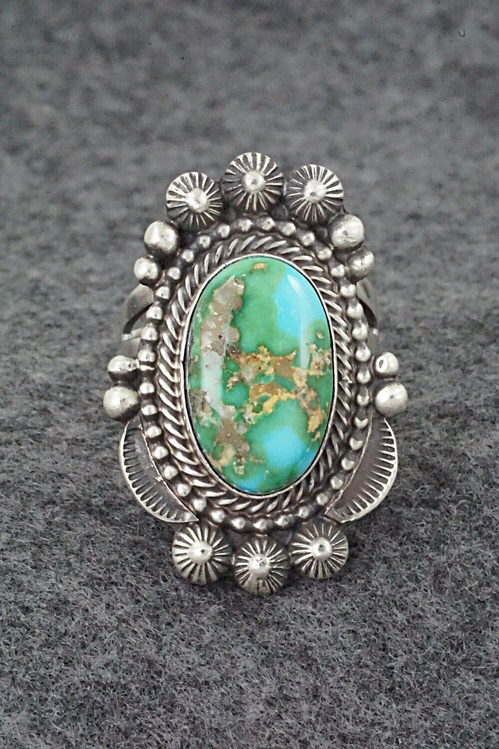 Turquoise & Sterling Silver Ring - Tom Lewis - Size 9.25