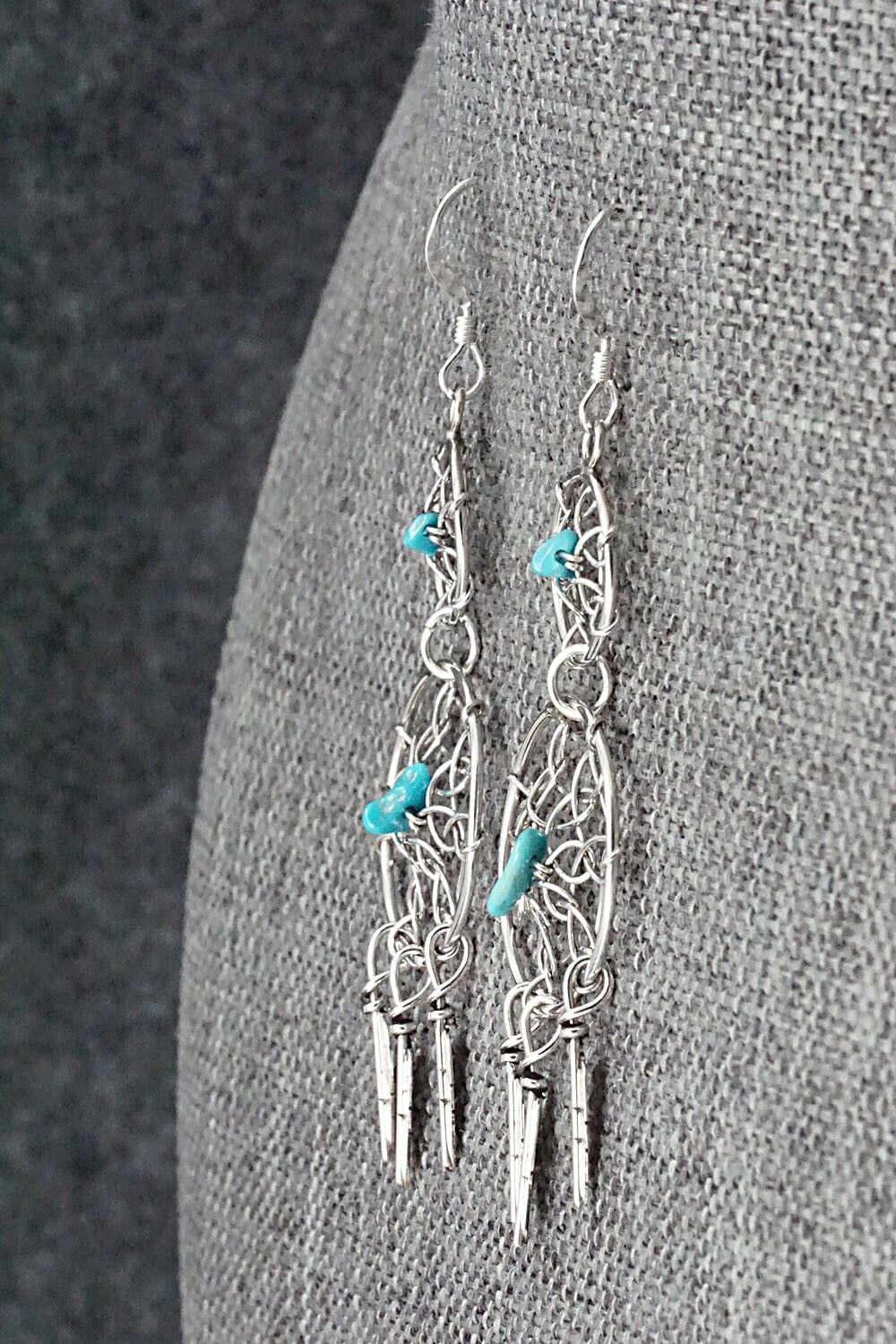 Turquoise & Sterling Silver Earrings - Lorenzo Arviso Jr.