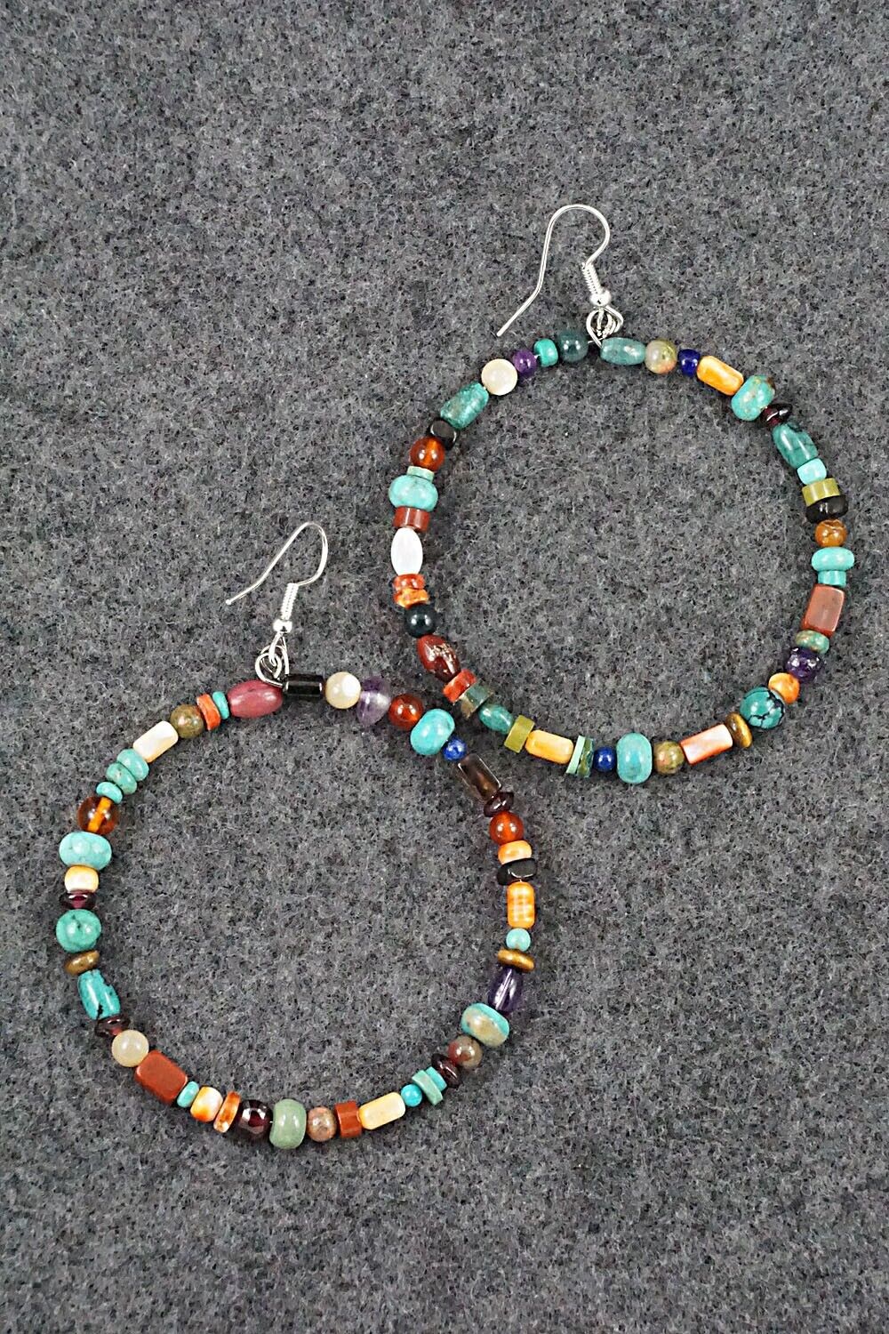 Multi-Stone & Sterling Silver Earrings - Helen Tsosie