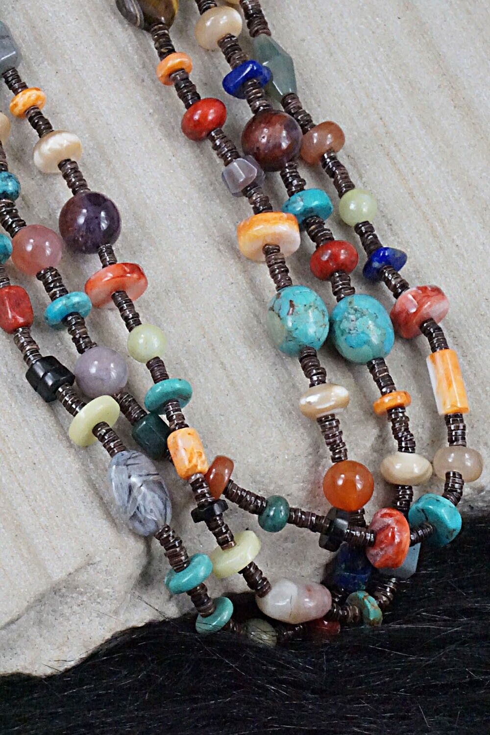 Multi-Stone and Sterling Silver Necklace - Helen Tsosie