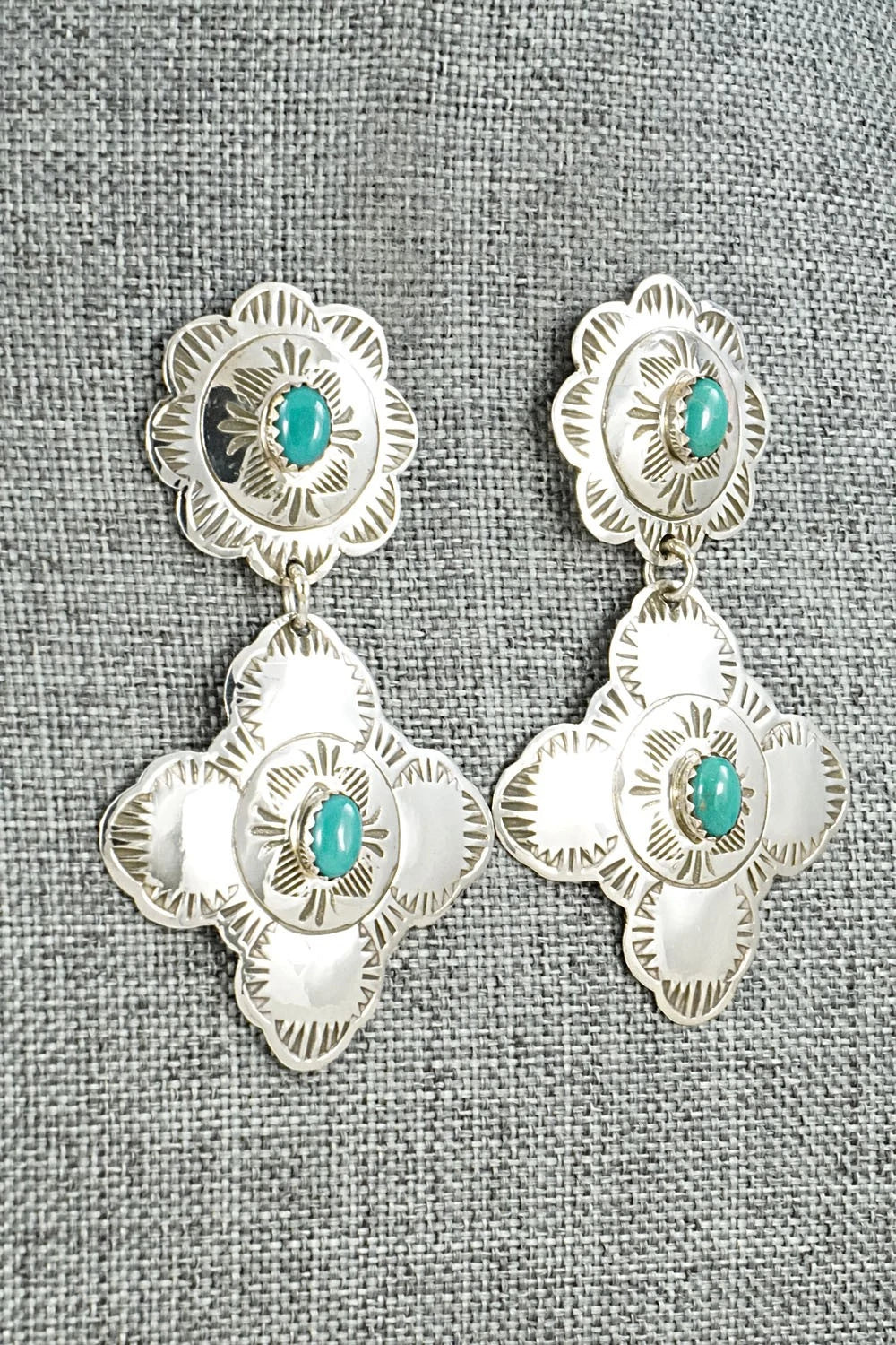 Turquoise & Sterling Silver Earrings - Bertha Begay