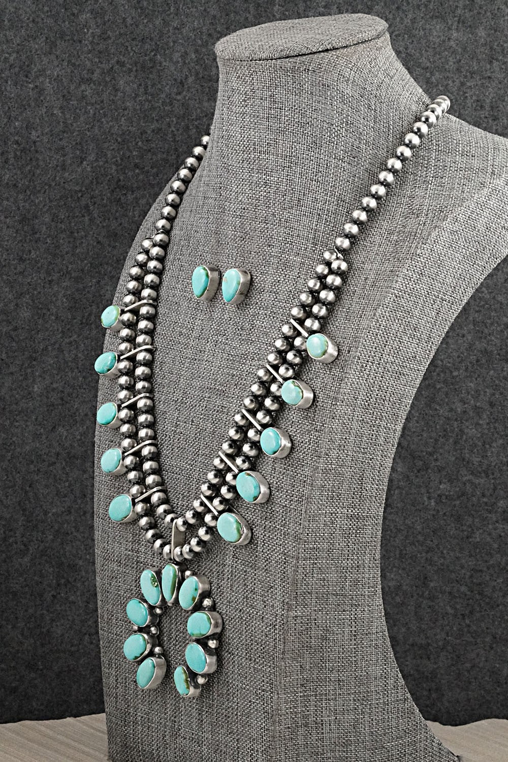 Turquoise & Sterling Silver Squash Blossom Set - Darrin Livingston