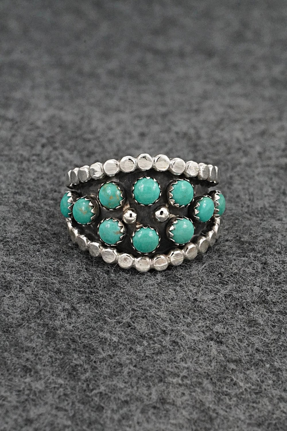 Turquoise & Sterling Silver Ring - Kenny Lonjose - Size 9