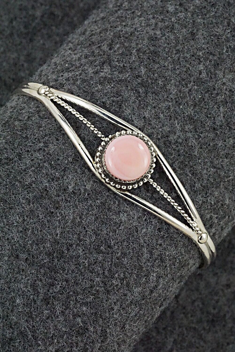Pink Conch Shell & Sterling Silver Bracelet - Esther White