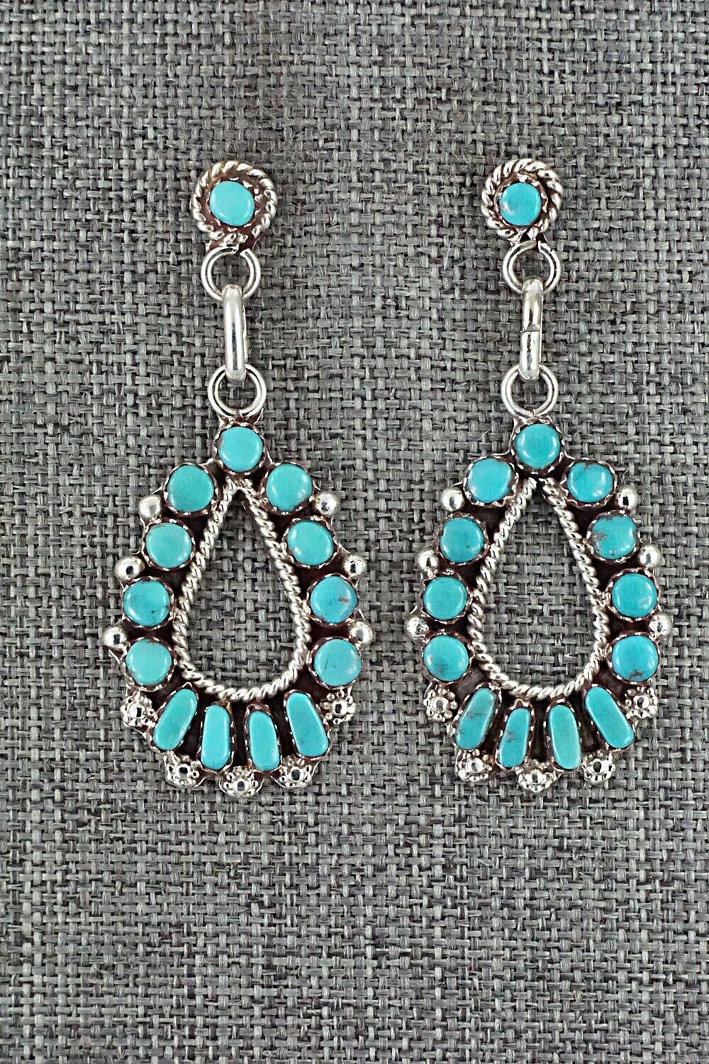 Turquoise & Sterling Silver Earrings - Vangie Tsabetsaye