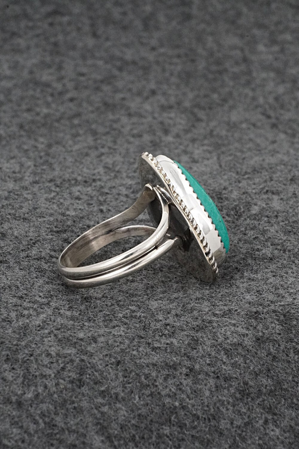 Turquoise & Sterling Silver Ring - Leslie Nez - Size 10.75