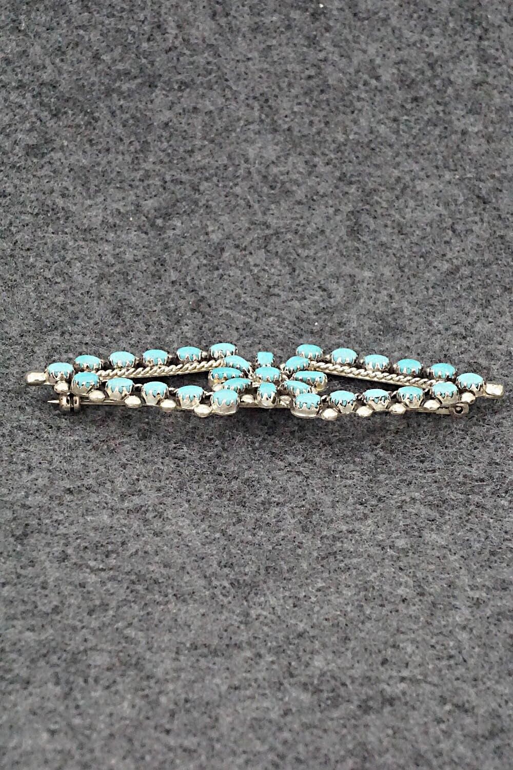 Turquoise & Sterling Silver Pin - E. Gchachu