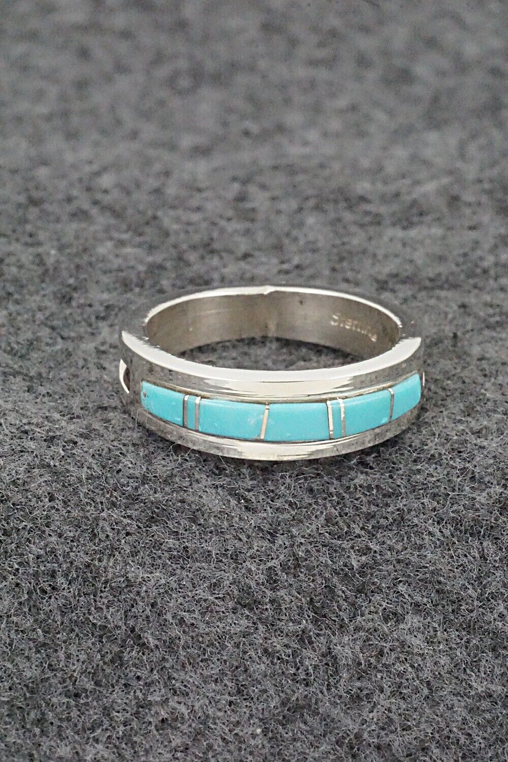 Turquoise & Sterling Silver Inlay Ring - Wilbert Muskett Jr. - Size 10