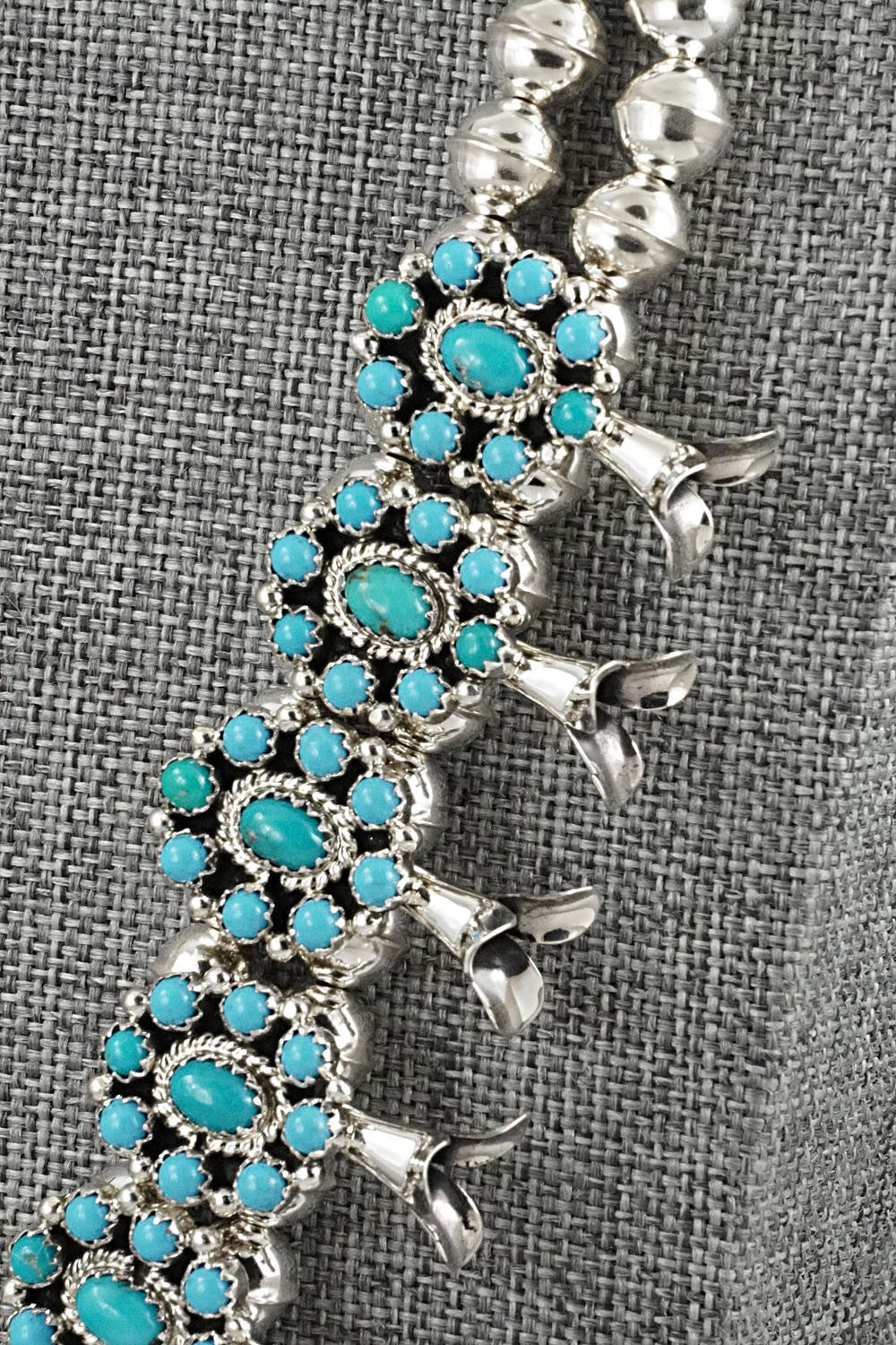 Turquoise & Sterling Silver Squash Blossom Set - Nate Curley