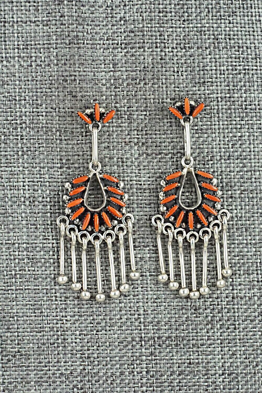 Coral & Sterling Silver Earrings - Mildred Ukestine