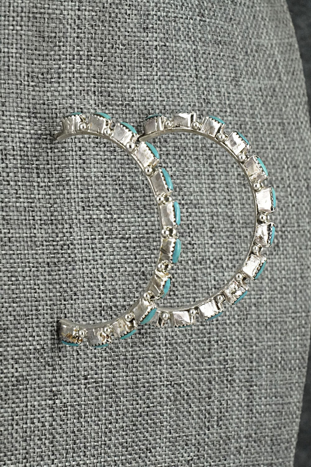 Turquoise & Sterling Silver Hoop Earrings - Aurelia Hughte