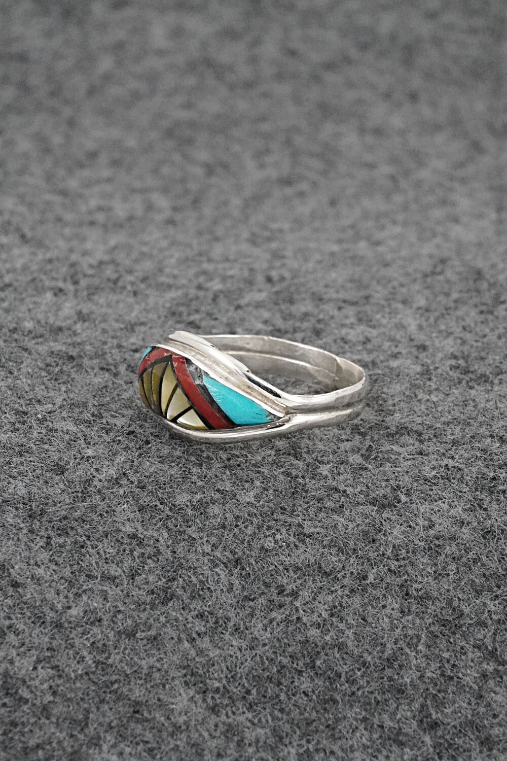Multi-Stone & Sterling Silver Inlay Ring - Ola Eriacho - Size 8