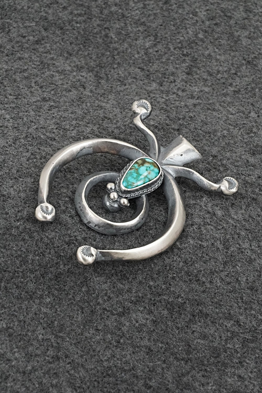 Turquoise & Sterling Silver Naja Pendant - Harrison Bitsue