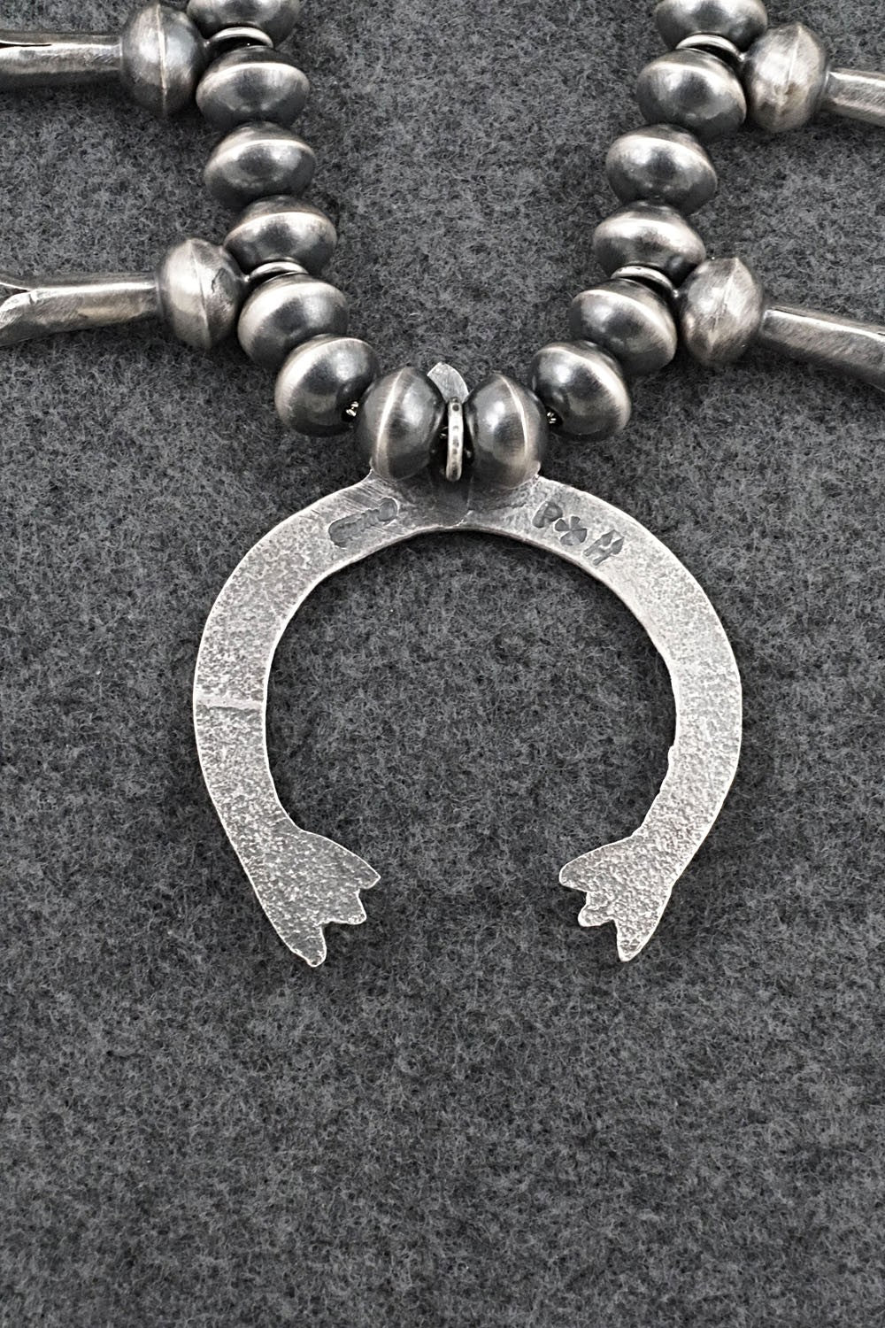 Sterling Silver Navajo Pearl Squash Blossom Necklace - Presley Haley