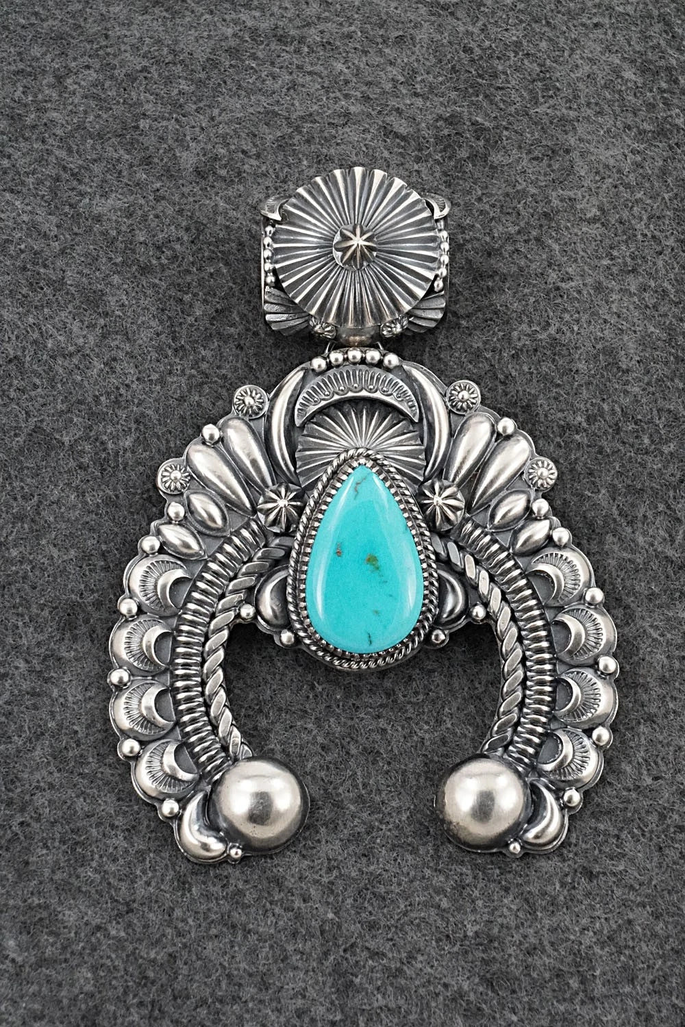 Turquoise & Sterling Silver Naja Pendant - Delbert Gordon