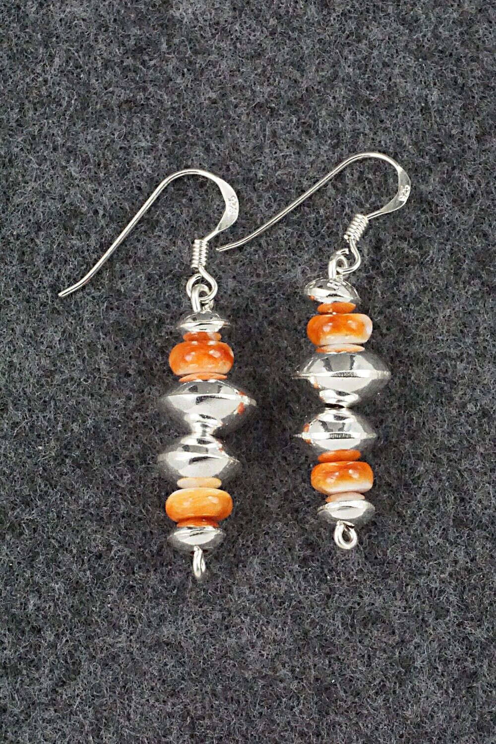 Spiny Oyster & Sterling Silver Navajo Pearl Earrings - Presley Haley
