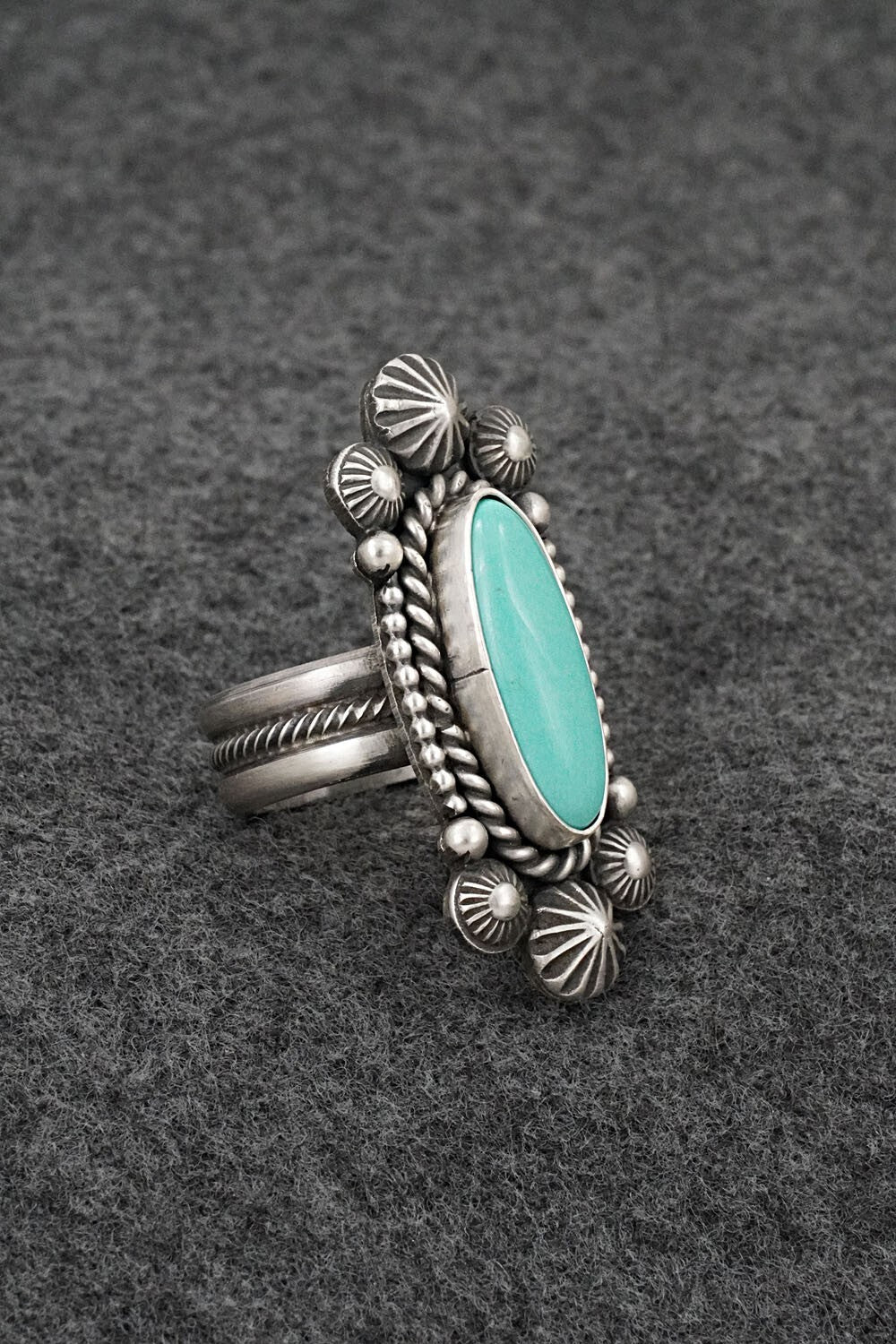 Turquoise & Sterling Silver Ring - Michael Calladitto - Size 8.5