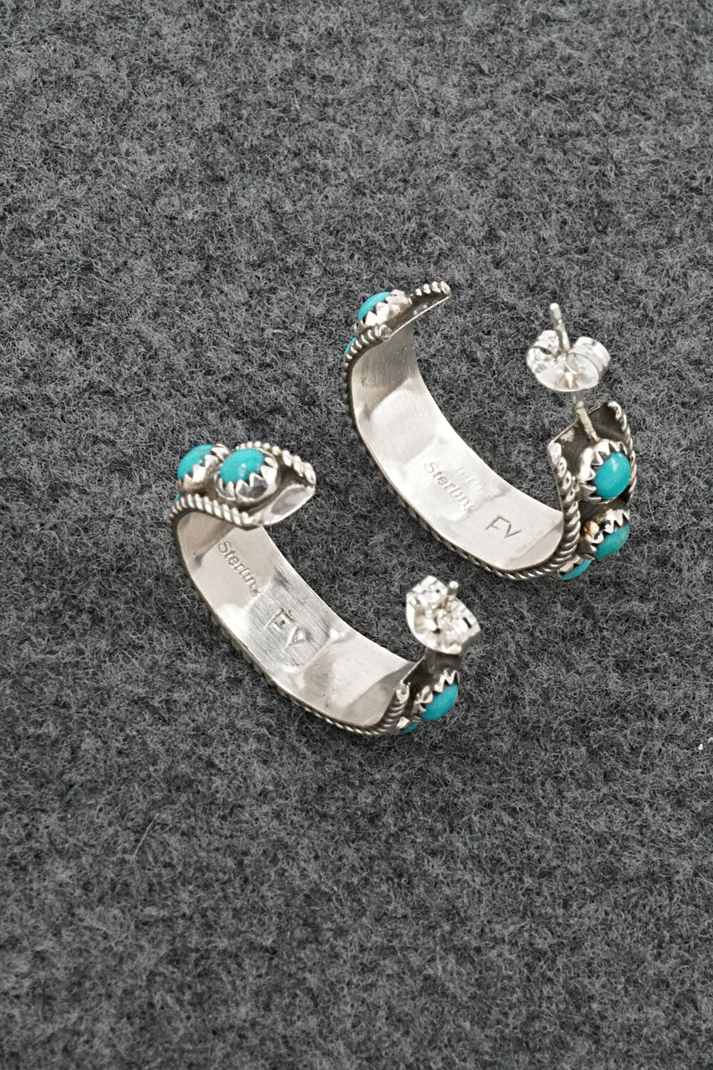 Turquoise & Sterling Silver Earrings - Falencia Yazzie