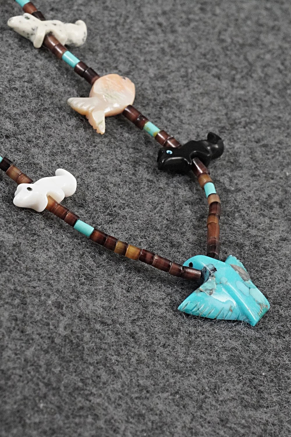 Multi-Stone Fetish Carving & Sterling Silver Necklace - Hector Goodluck