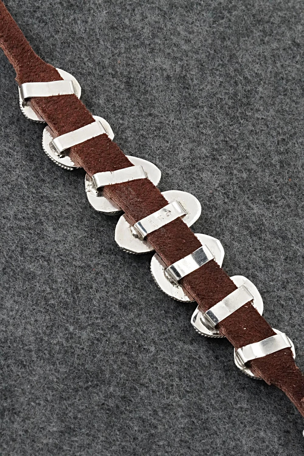 Turquoise, Sterling Silver & Leather Bracelet - Rosita Charlie