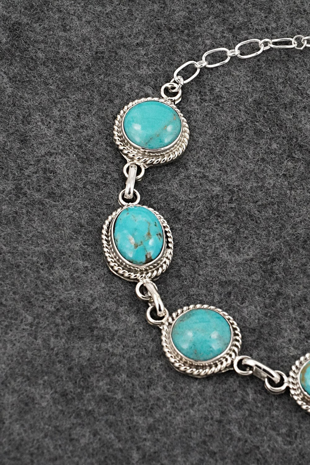 Turquoise & Sterling Silver Link Bracelet - Arlene Lewis