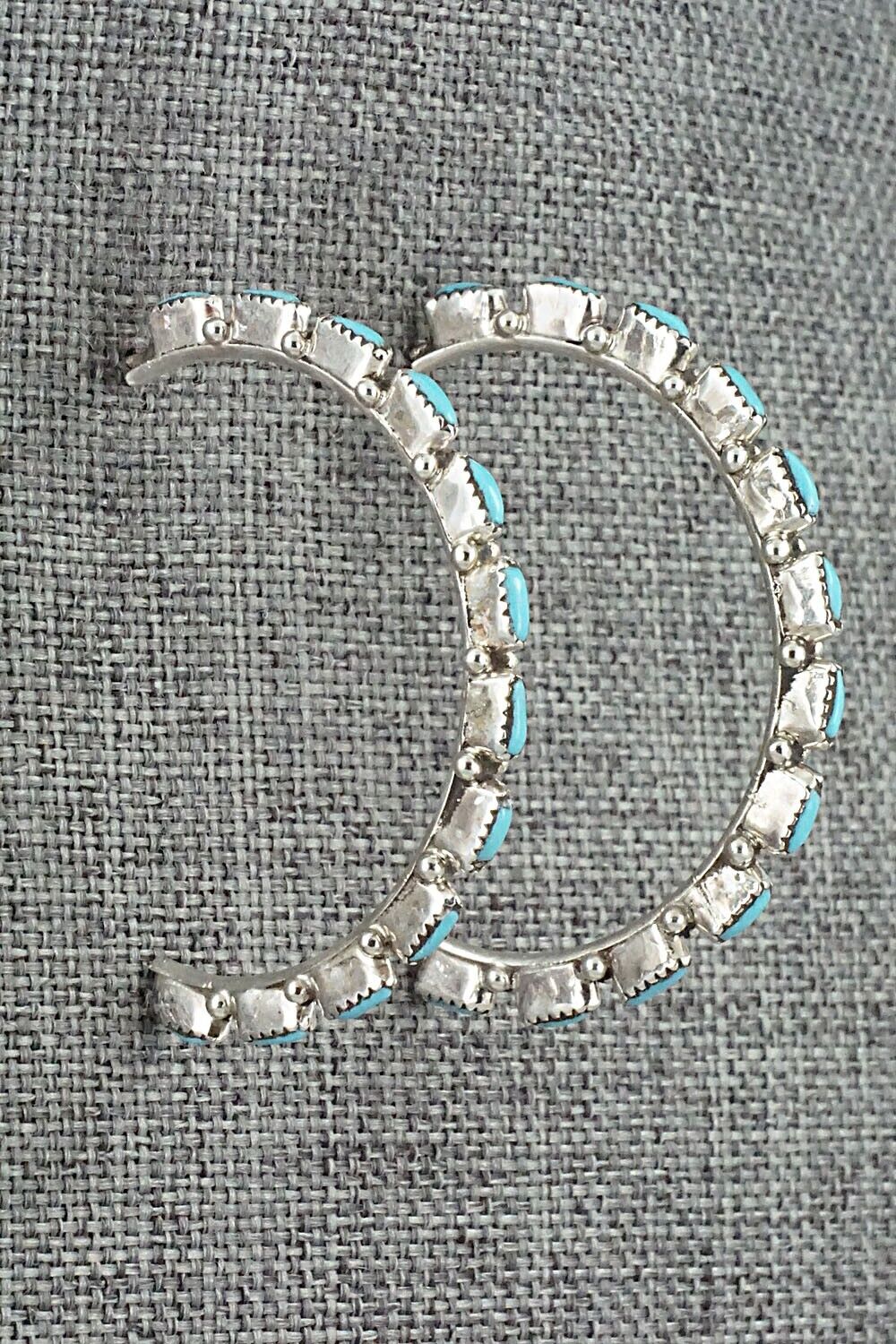 Turquoise & Sterling Silver Hoop Earrings - Aurelia Hughte