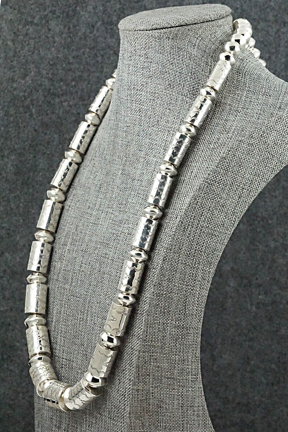 Sterling Silver Navajo Pearl Necklace 29" - Jeffery Castillo