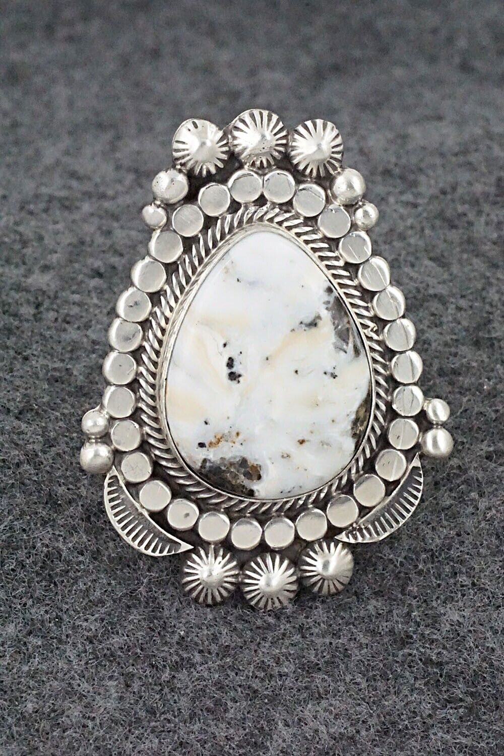 White Buffalo & Sterling Silver Ring - Tom Lewis - Size 9