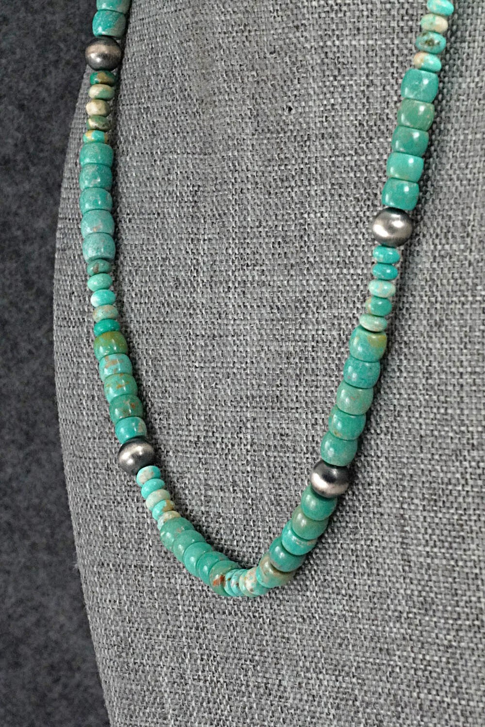 Turquoise & Sterling Silver Necklace 18" - Doreen Jake