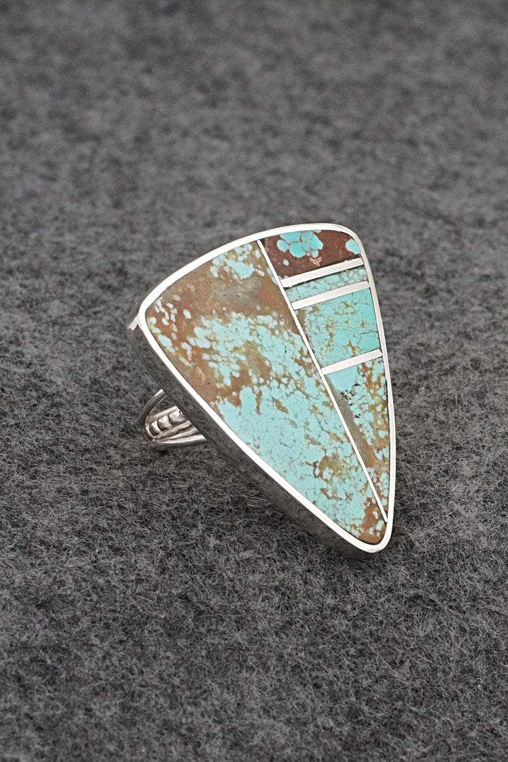 Turquoise & Sterling Silver Ring - Harold Smith - Size 8
