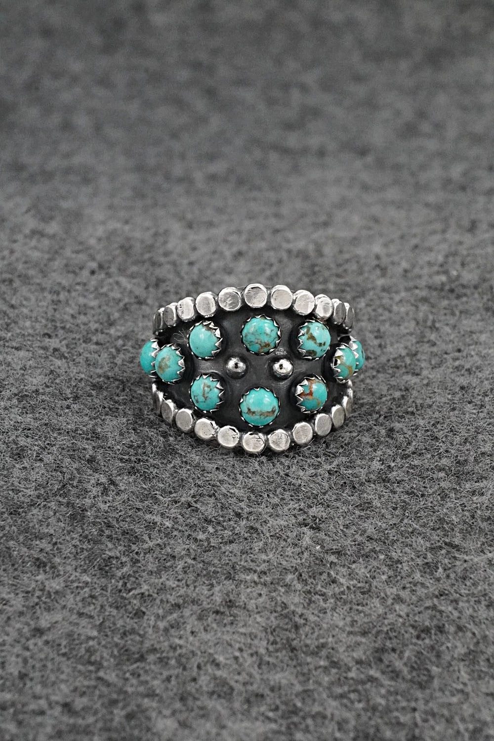 Turquoise & Sterling Silver Ring - Kenny Lonjose - Size 7