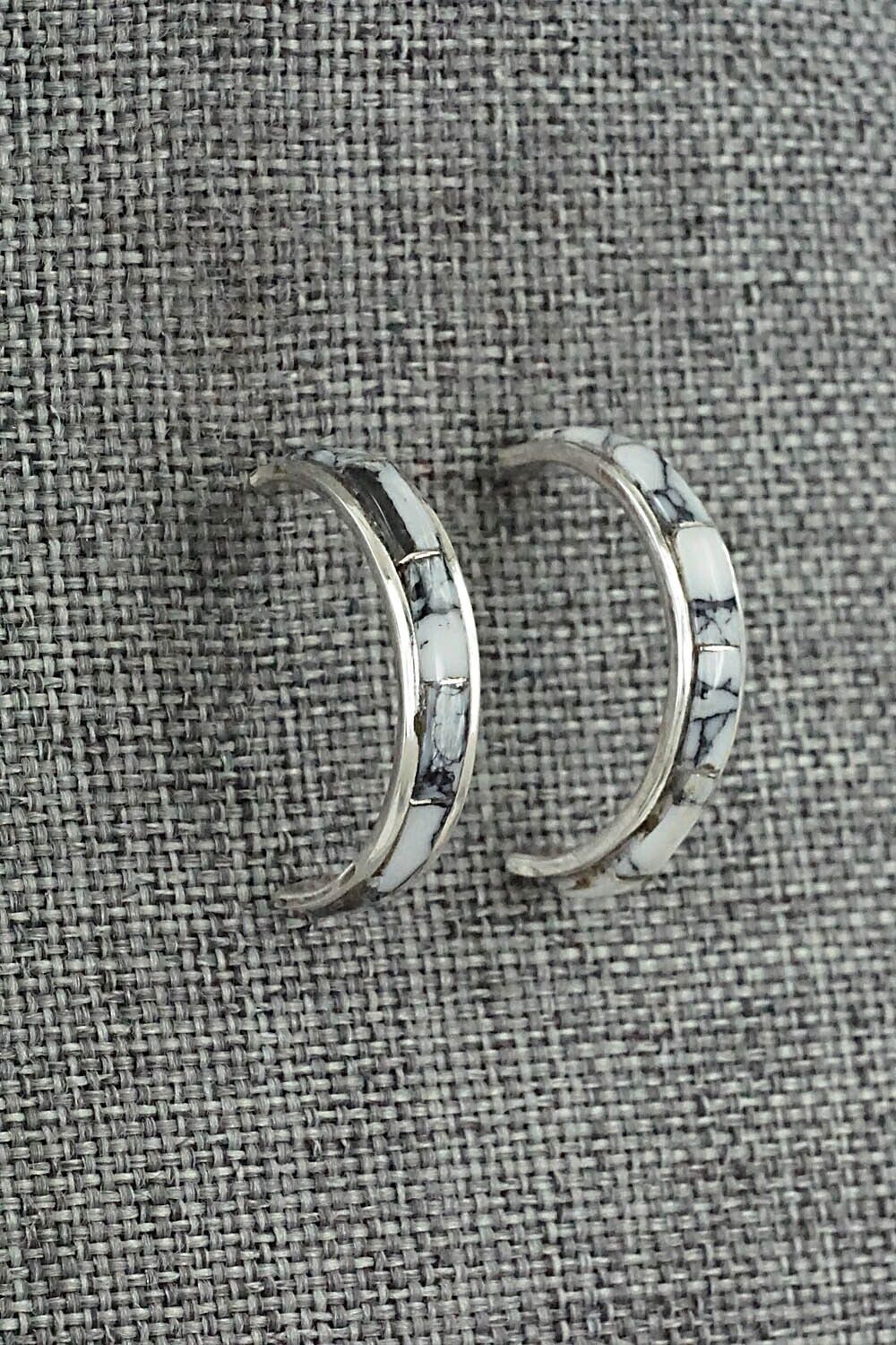 White Buffalo & Sterling Silver Hoop Earrings - Alton Tom