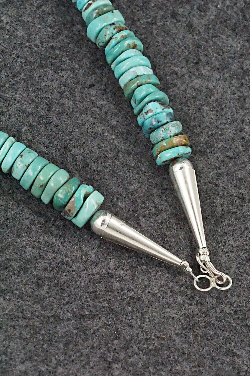 Turquoise & Sterling Silver Necklace 18" - Doreen Jake