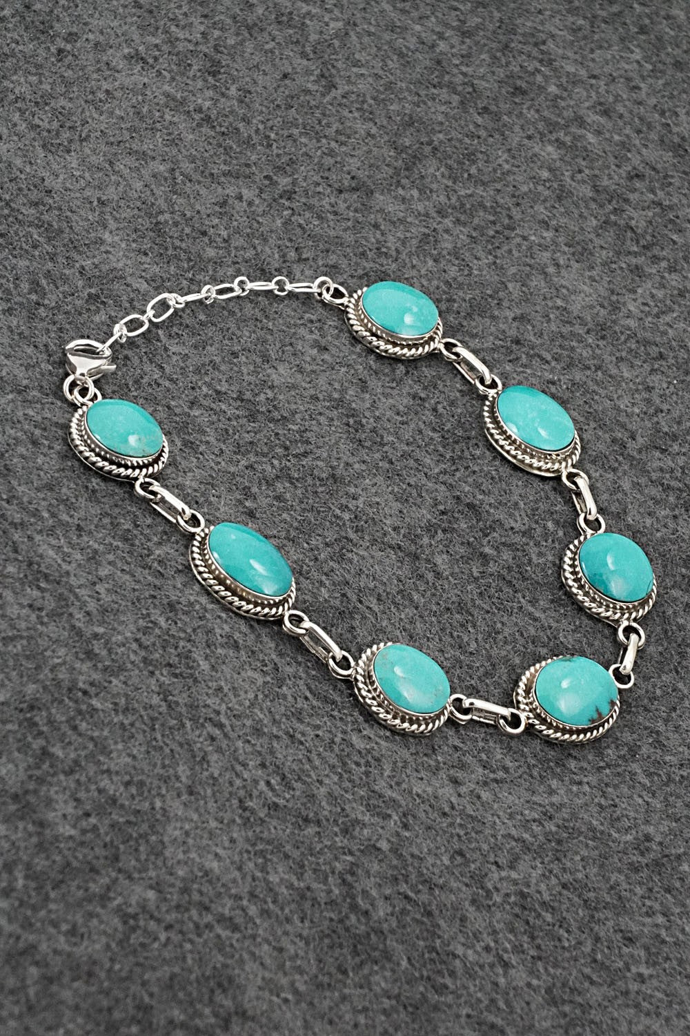 Turquoise & Sterling Silver Link Bracelet - Arlene Lewis