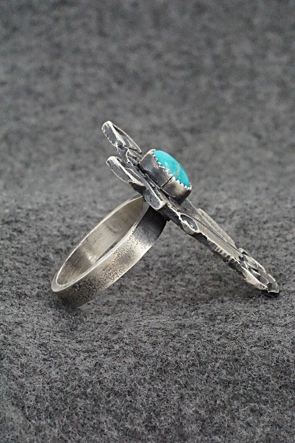 Turquoise & Sterling Silver Ring - Kindale Bilah - Size 10.5 (Adj.)