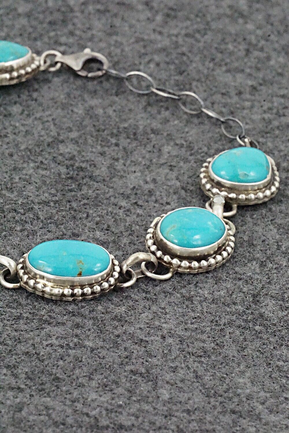 Turquoise & Sterling Silver Link Bracelet - Kathleen Livingston