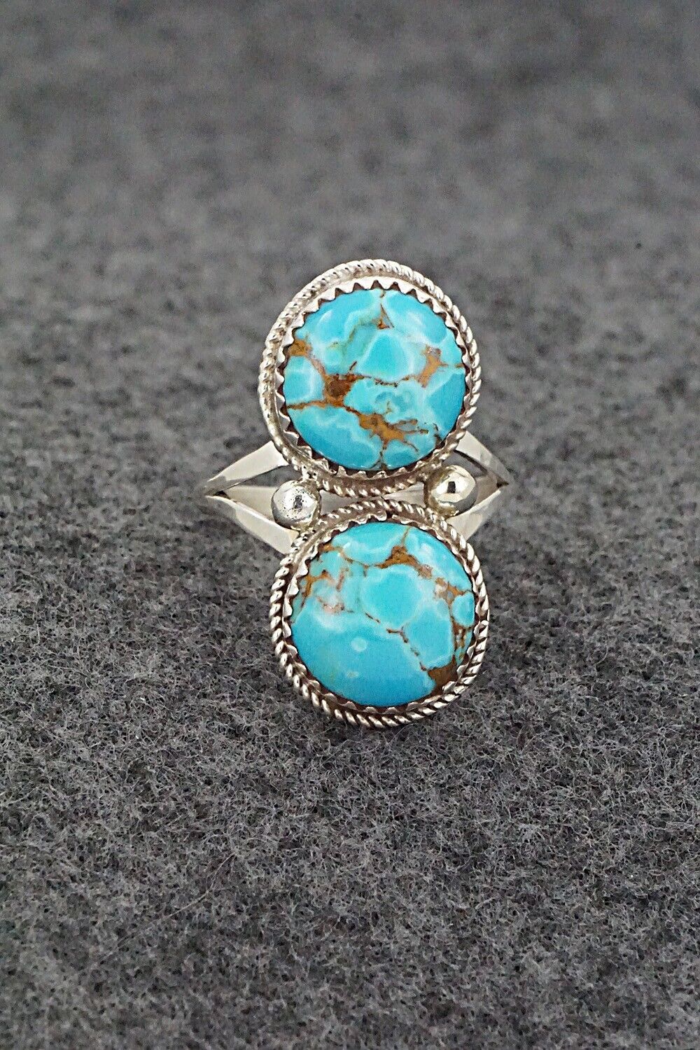 Turquoise & Sterling Silver Ring - Ernest Hawthorne - Size 7.5