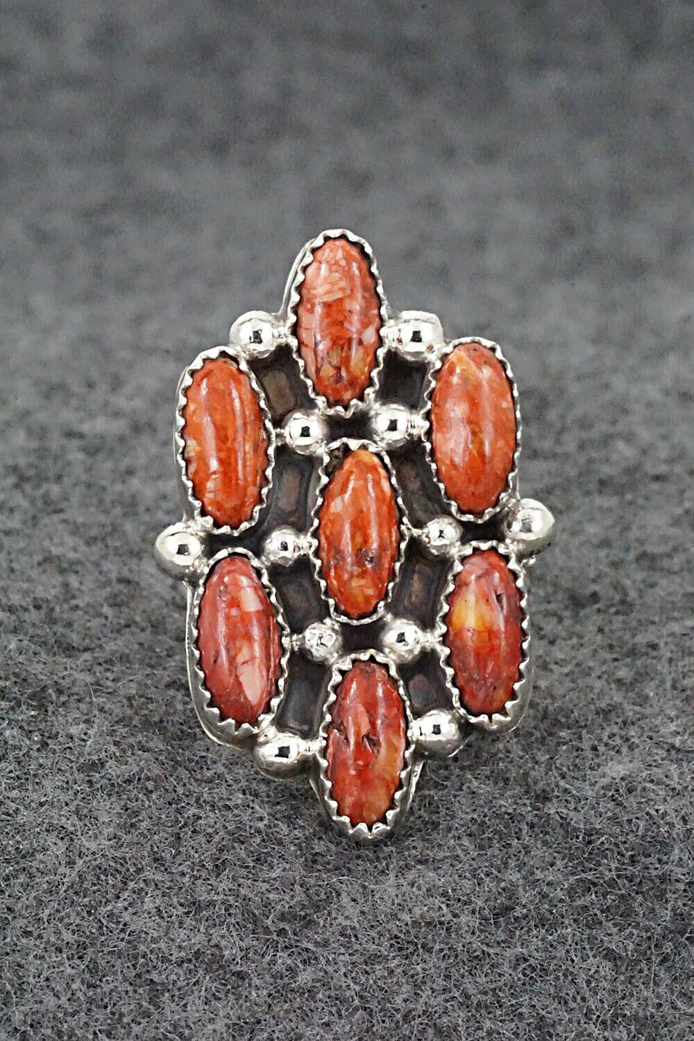 Spiny Oyster & Sterling Silver Ring - Roberta Begay - Size 8