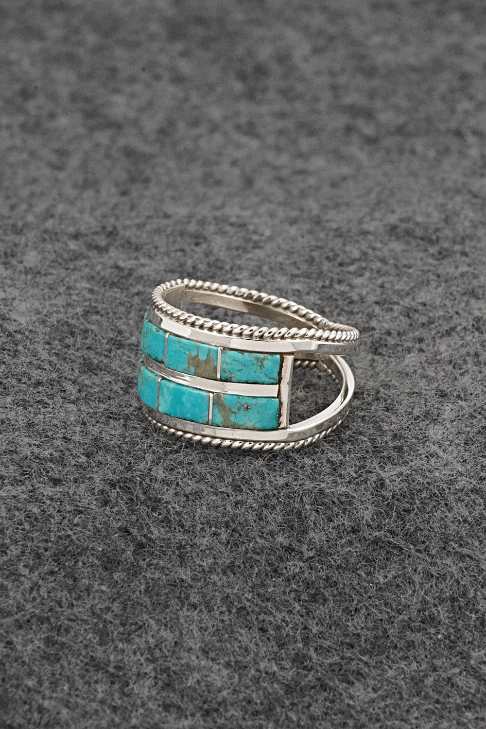 Turquoise & Sterling Silver Ring - Bruce Johnson - Size 8