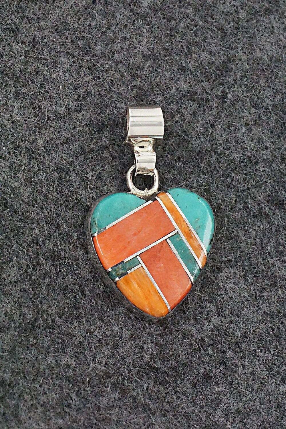Turquoise, Spiny Oyster & Sterling Silver Pendant - Marilyn Yazzie