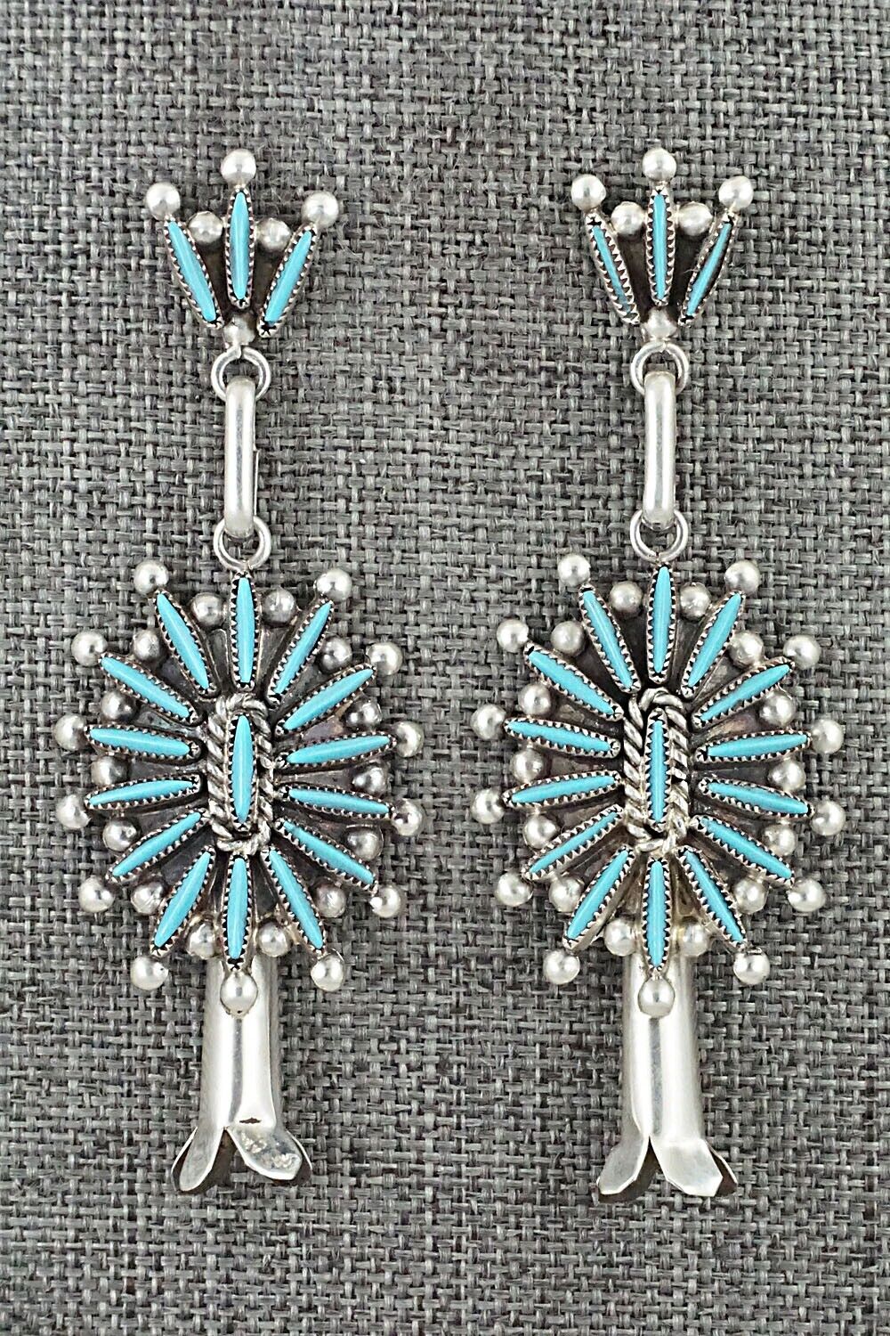 Turquoise & Sterling Silver Earrings - Lance & Cordelia Waatsa