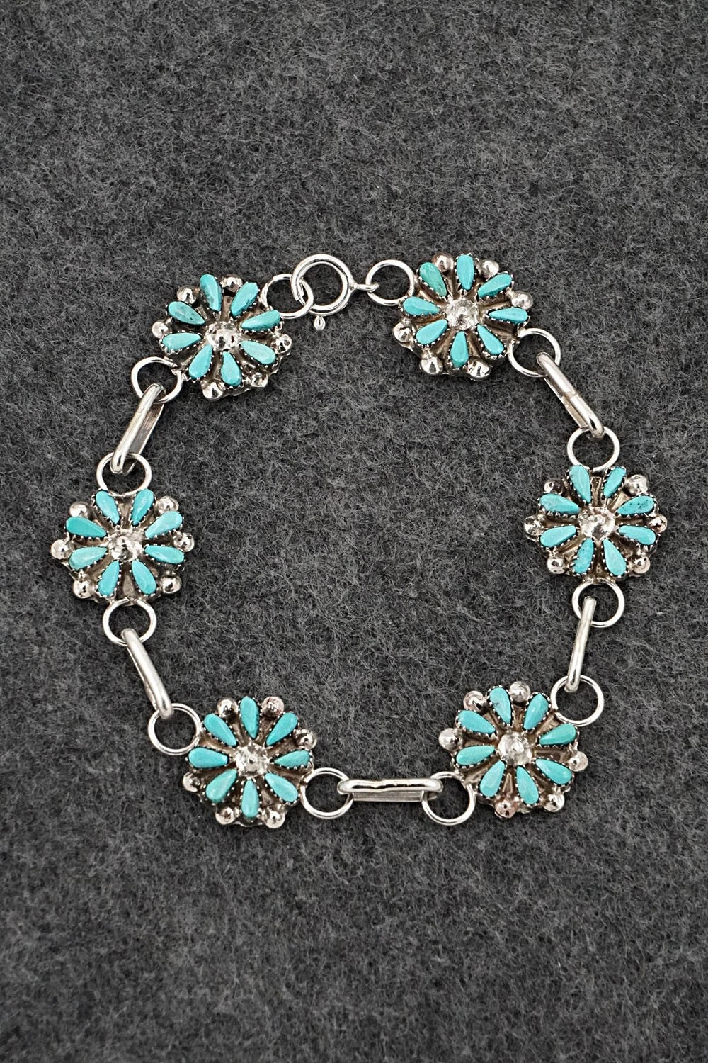 Turquoise & Sterling Silver Link Bracelet - David Leekity