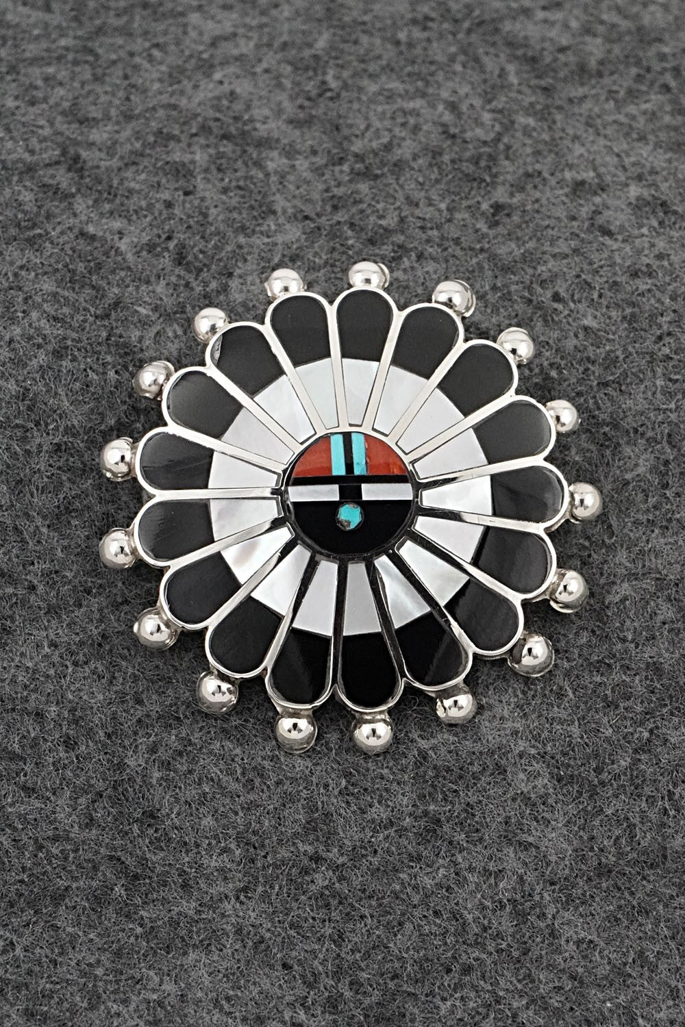 Multi-Stone & Sterling Silver Inlay Pendant/Pin - April Unkestine