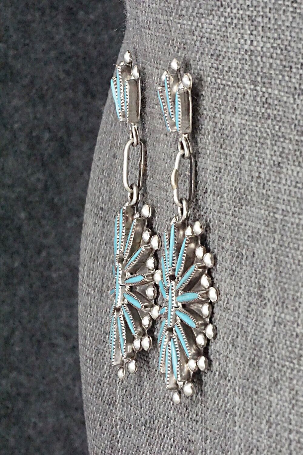 Turquoise & Sterling Silver Earrings - Lance & Cordelia Waatsa