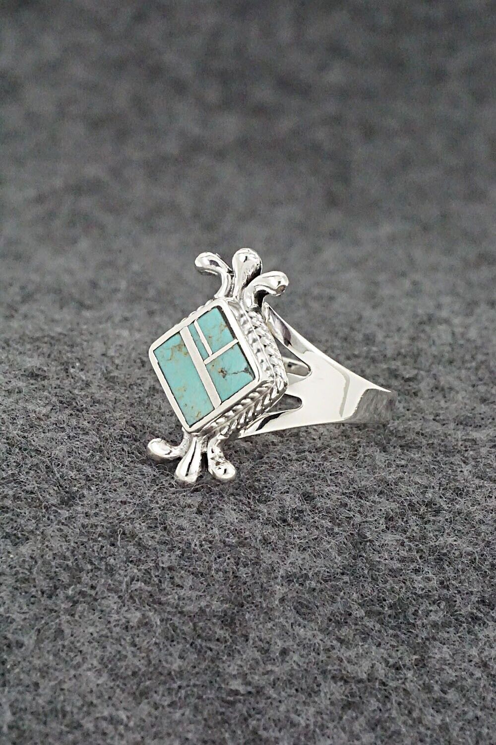 Turquoise & Sterling Silver Inlay Ring - James Manygoats - Size 7