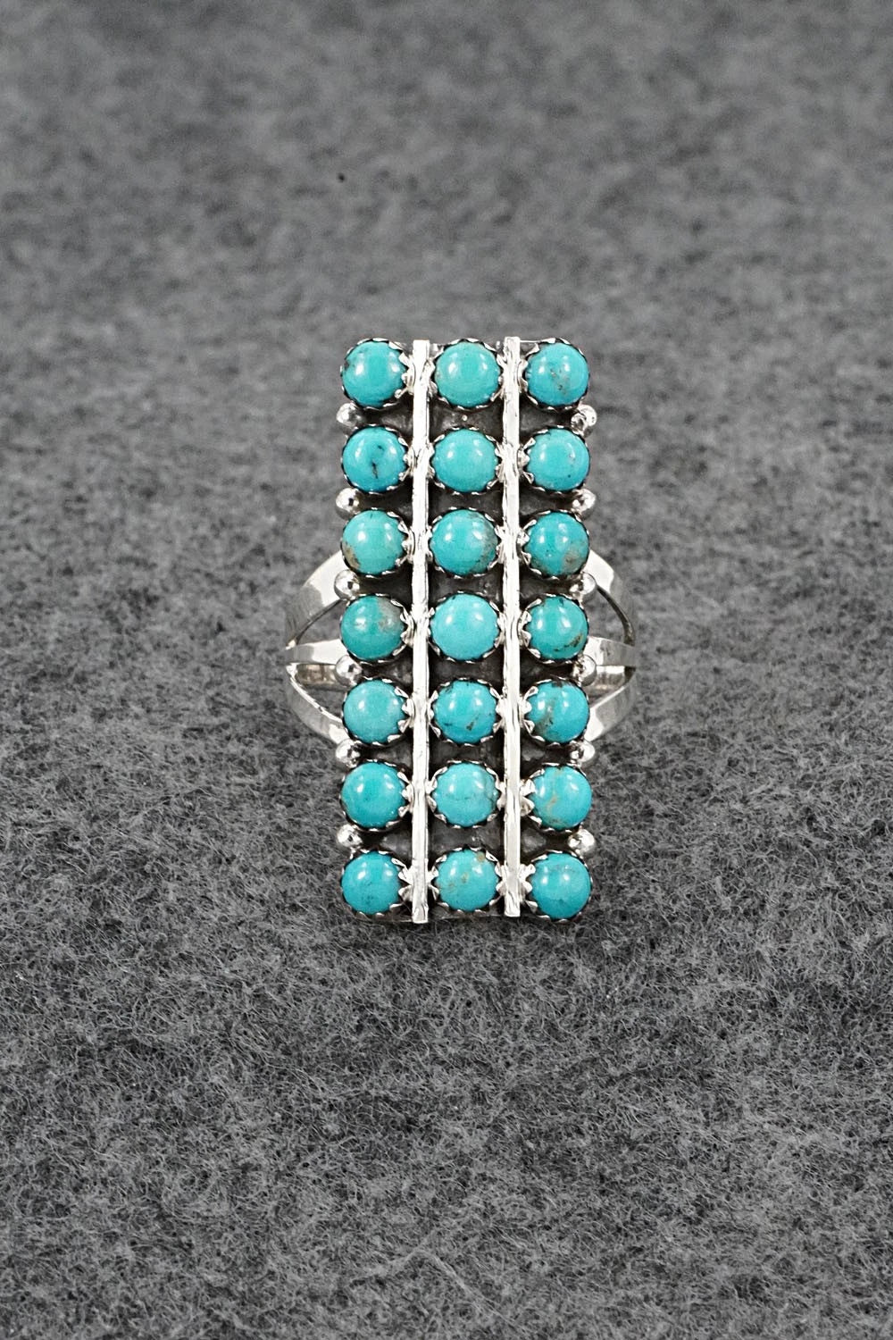 Turquoise & Sterling Silver Ring - Kenny Lonjose - Size 9.75