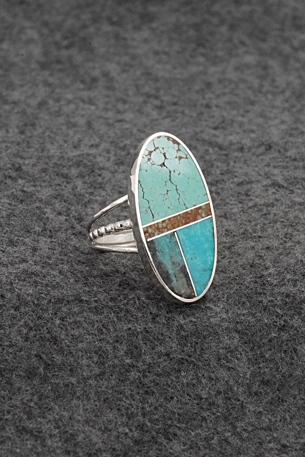Turquoise & Sterling Silver Ring - Harold Smith - Size 7.5
