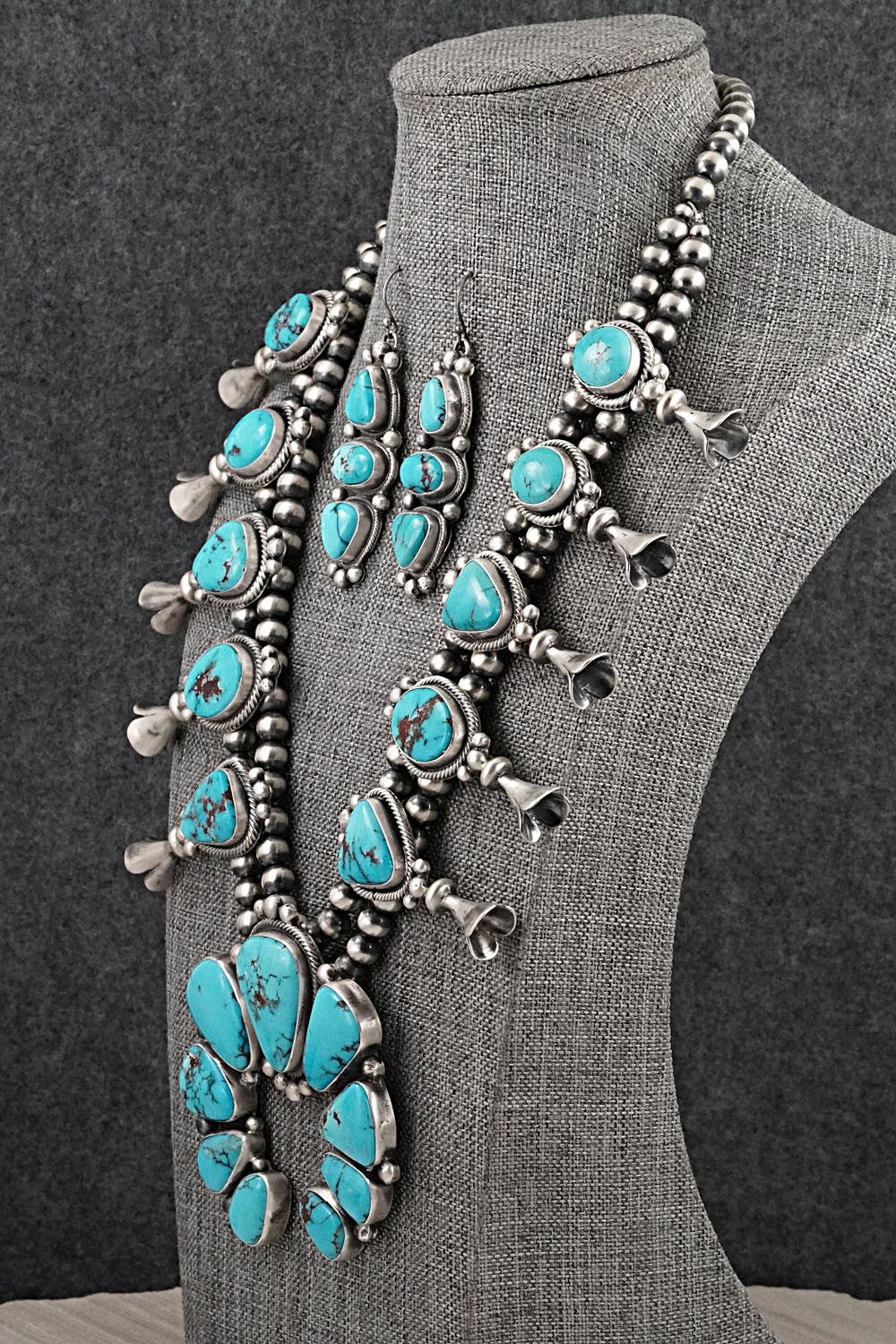 Turquoise & Sterling Silver Squash Blossom Set - Bobby Johnson