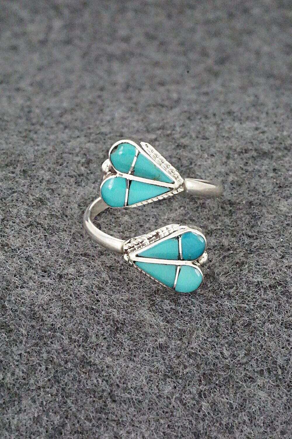 Turquoise & Sterling Silver Ring - Velda Nastacio - Size 8.5 Adj.